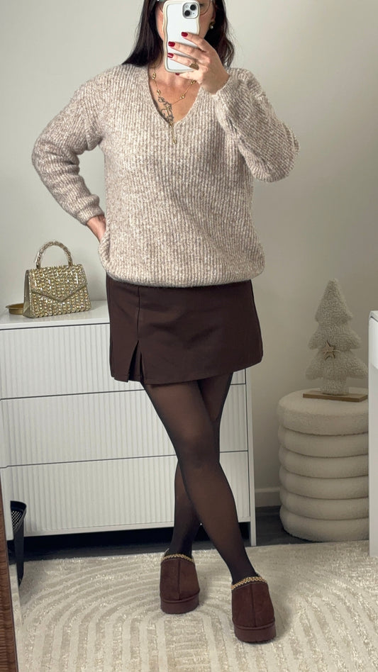 Pull doux taupe