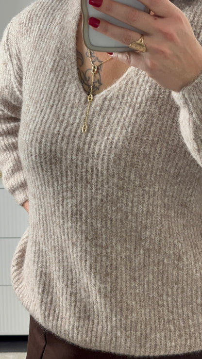 Pull doux taupe