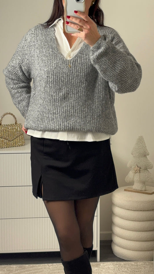 Pull doux gris
