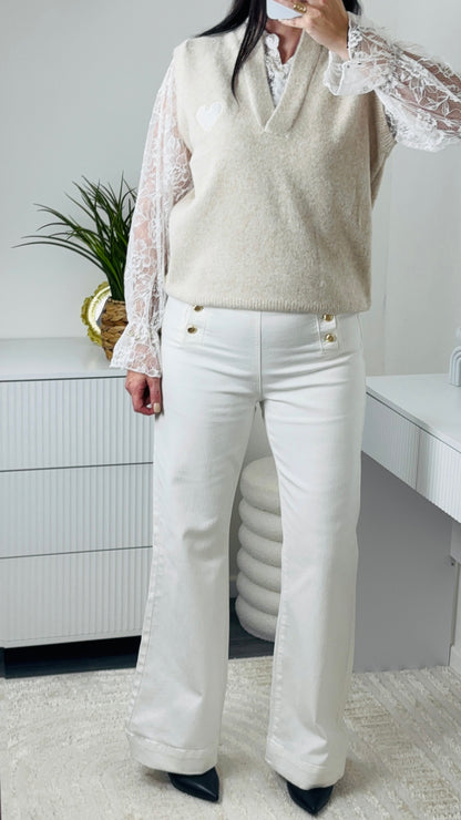 PULLE DENTELLE BEIGE