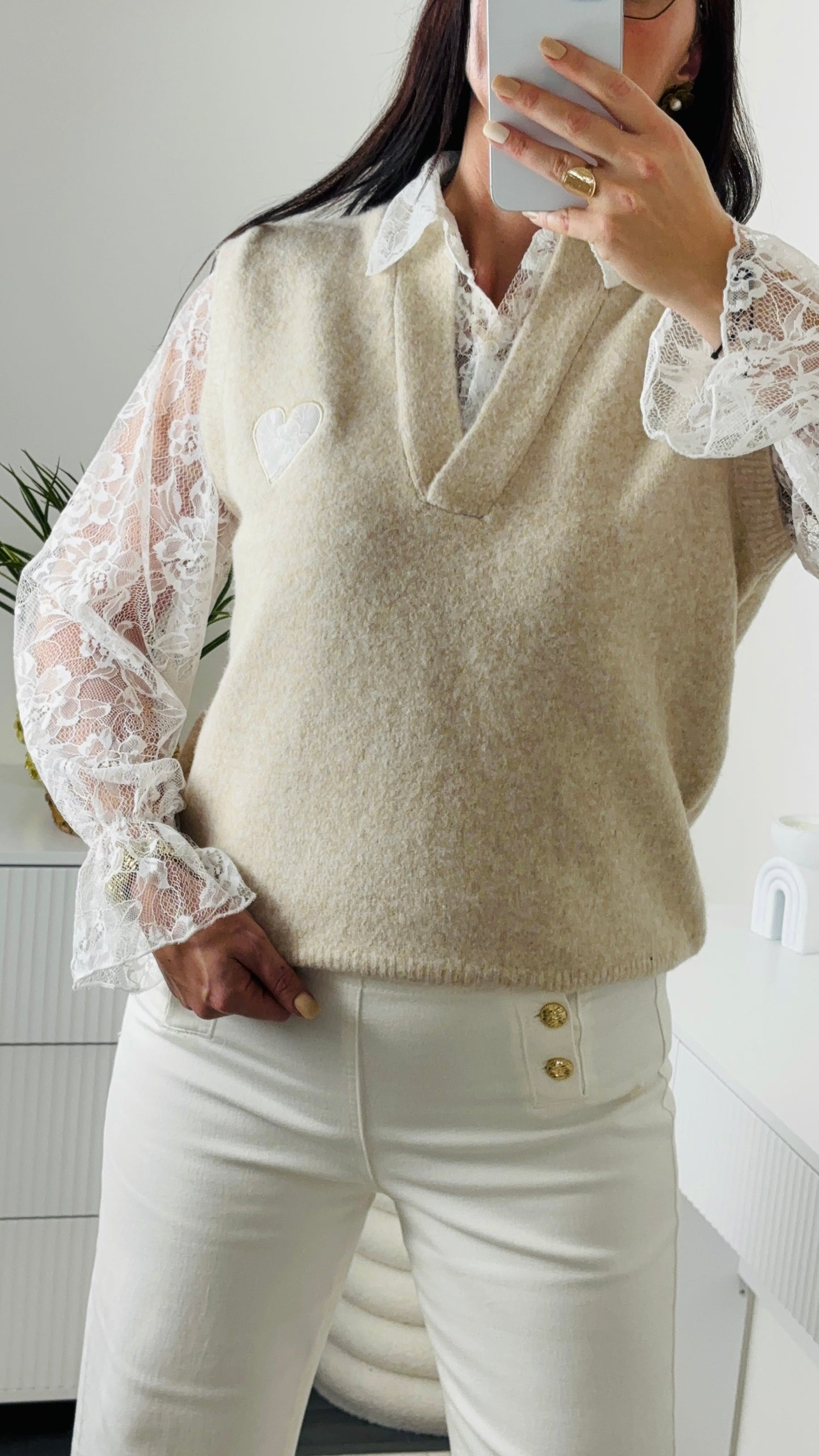 PULLE DENTELLE BEIGE