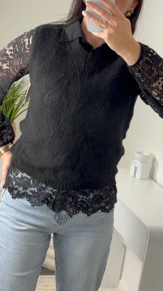 PULL SANS MANCHE NOIR