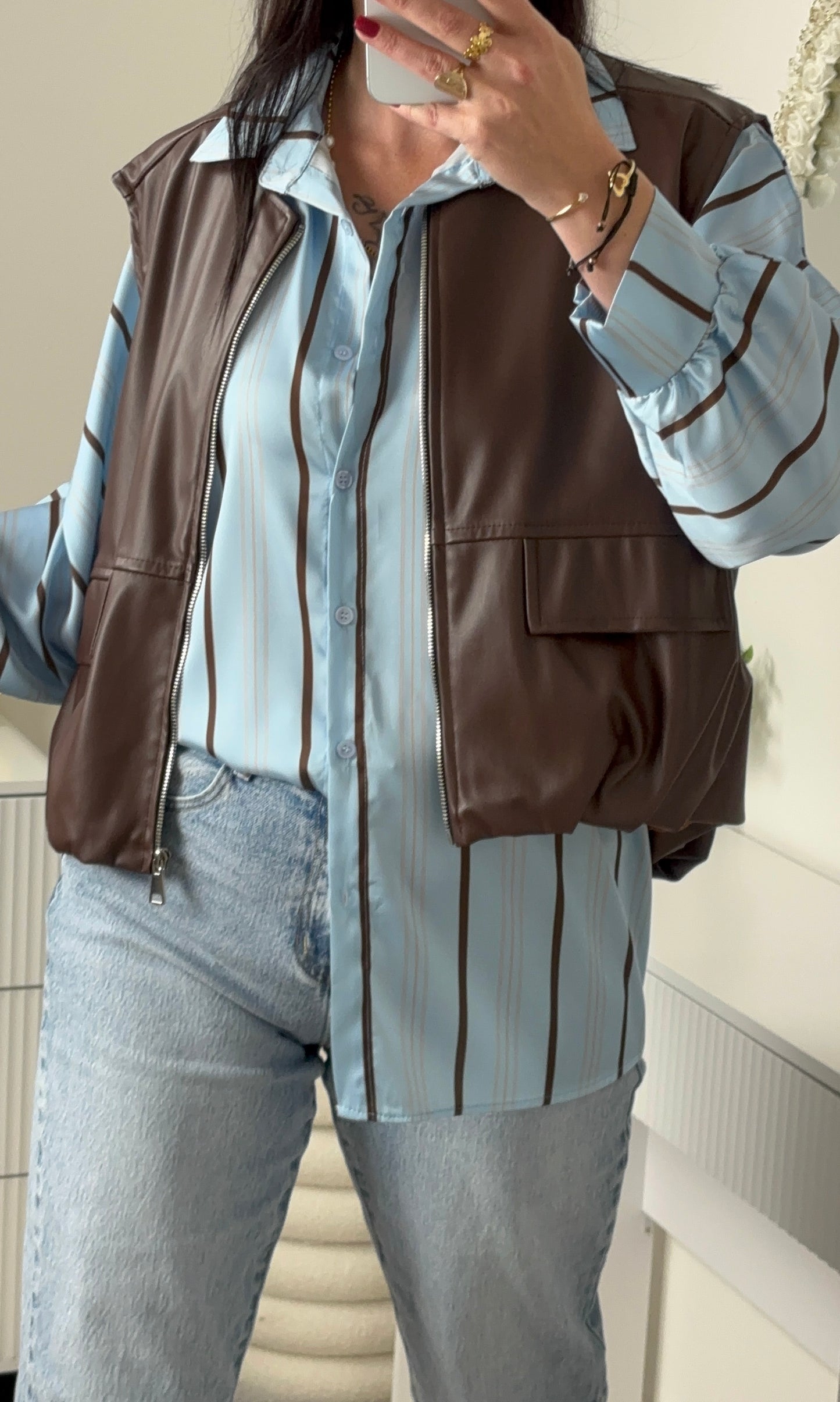 CHEMISE SATIN BLEU