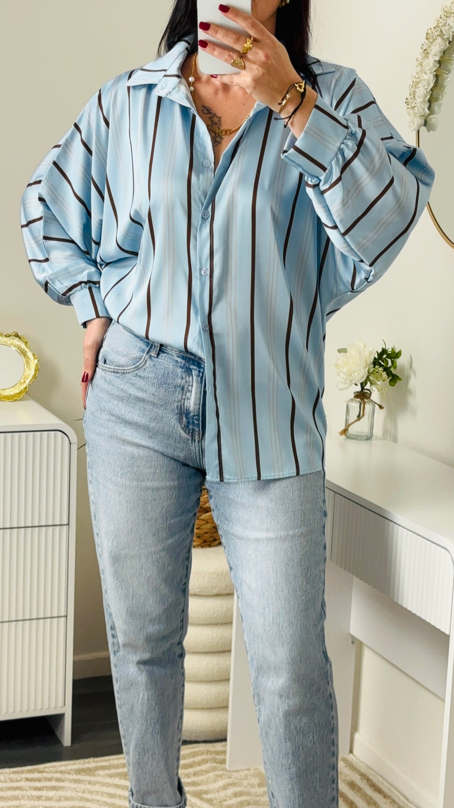 CHEMISE SATIN BLEU
