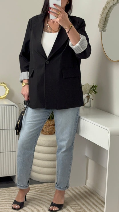 BLAZER RAYURE NOIR