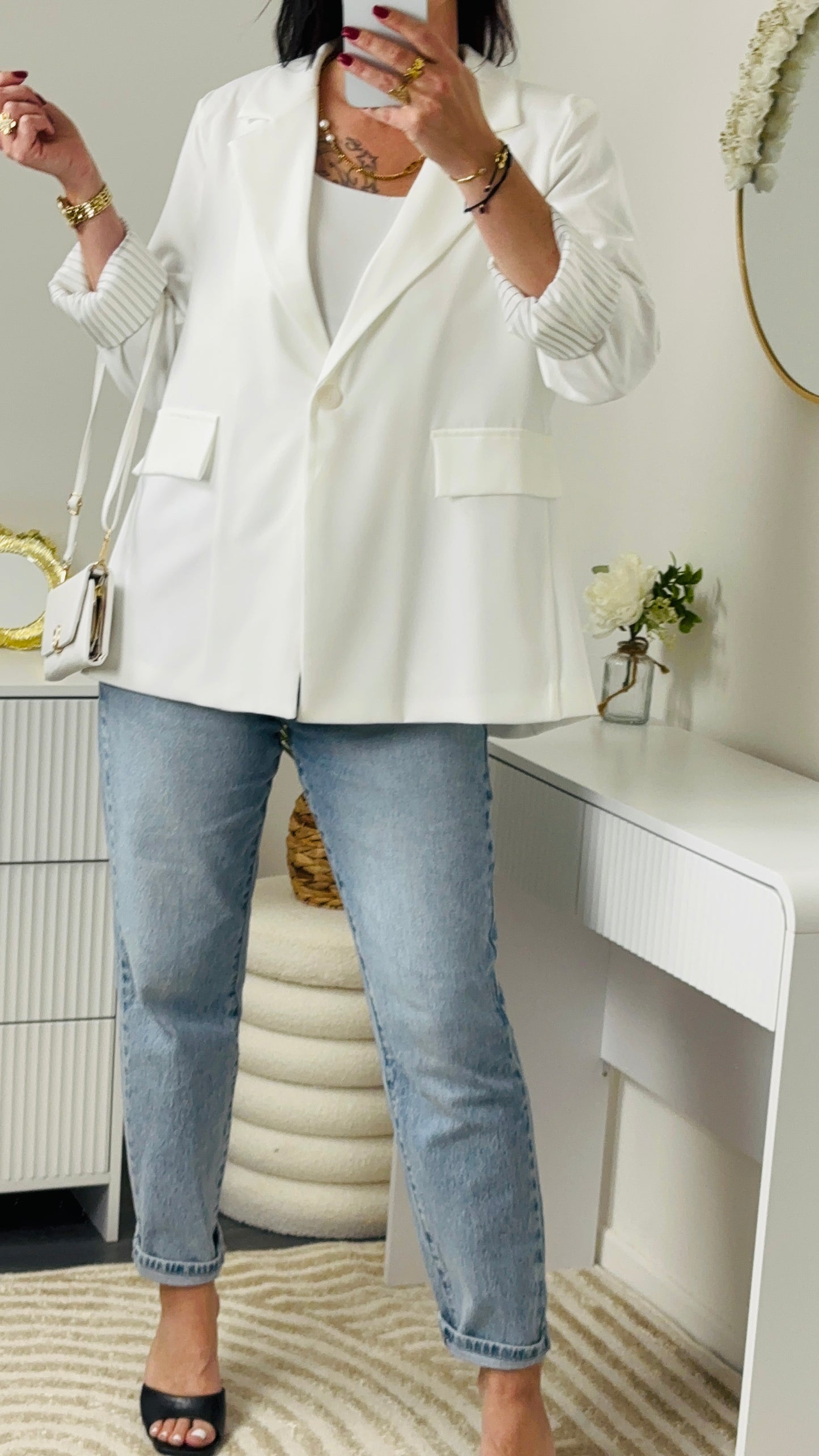 BLAZER RAYURE BLANC
