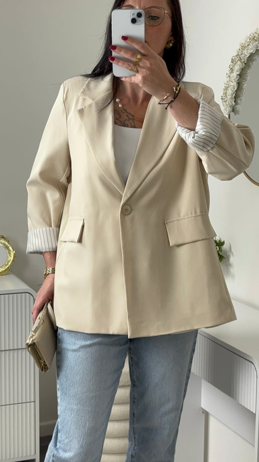 BLAZER RAYURES BEIGE