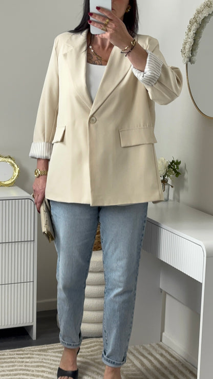 BLAZER RAYURES BEIGE