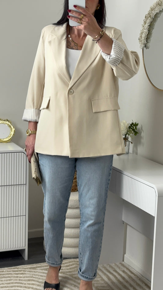 BLAZER RAYURES BEIGE