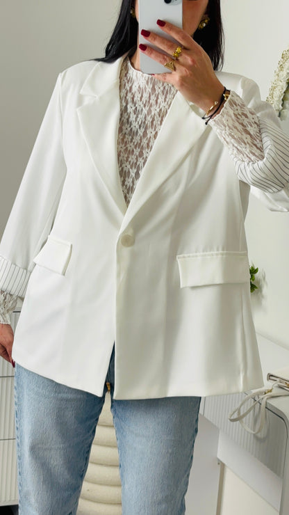 BLAZER RAYURE BLANC