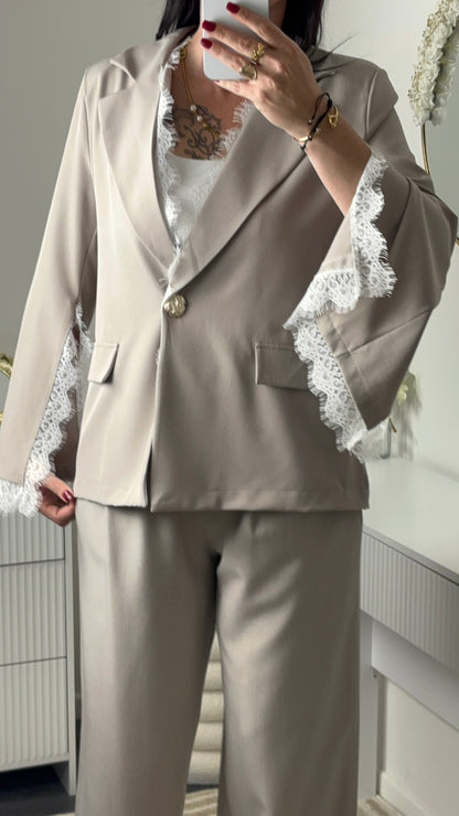 BLAZER DENTELLE TAUPE