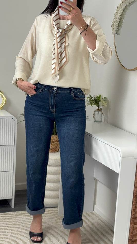 BLOUSE & FOULARD BEIGE