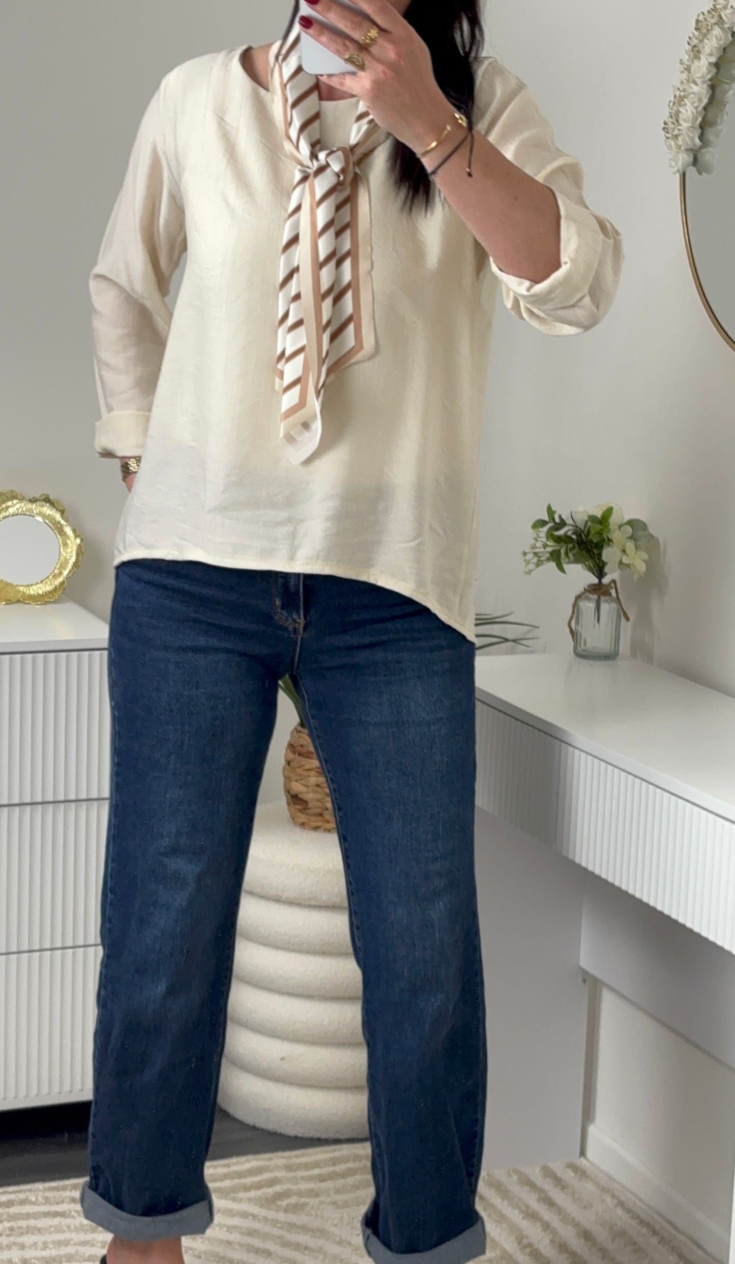 BLOUSE & FOULARD BEIGE
