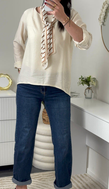 BLOUSE & FOULARD BEIGE