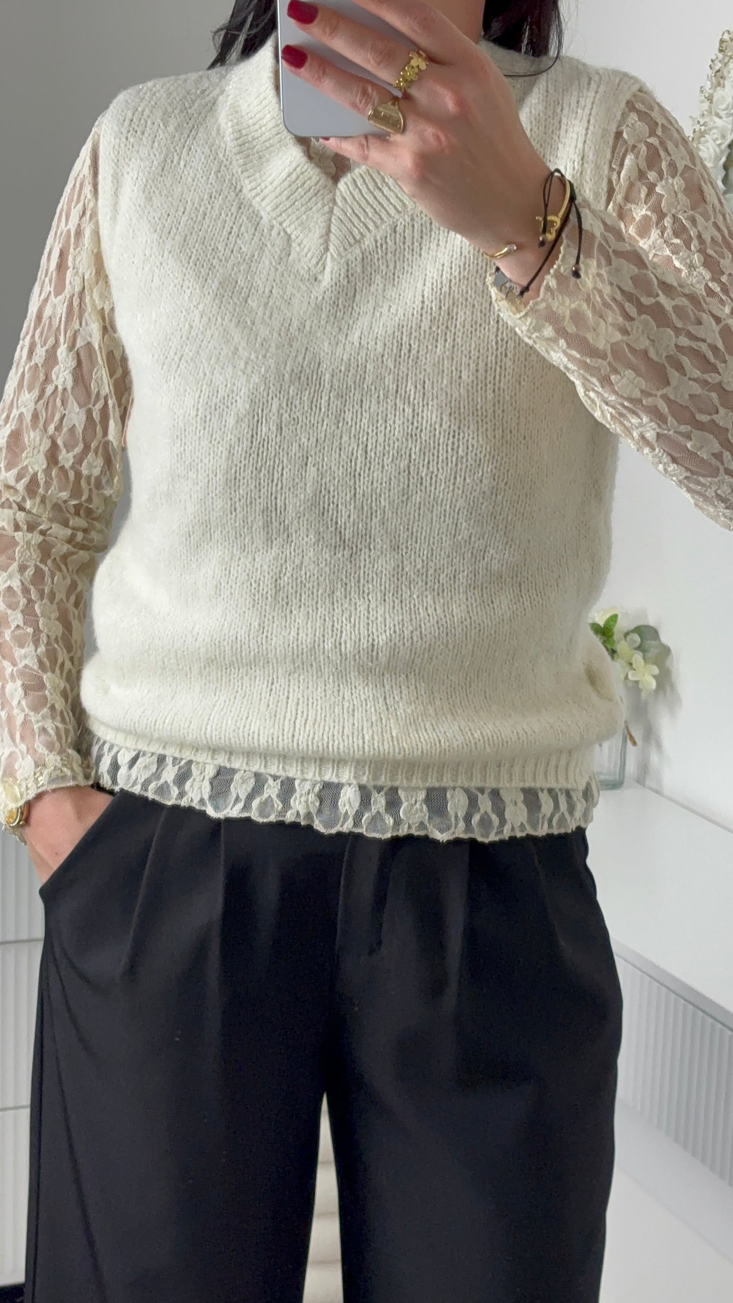 TOP DENTELLE BEIGE