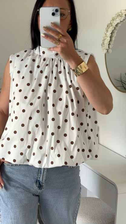 BLOUSE POIS DOS OUVERT BLANCHE