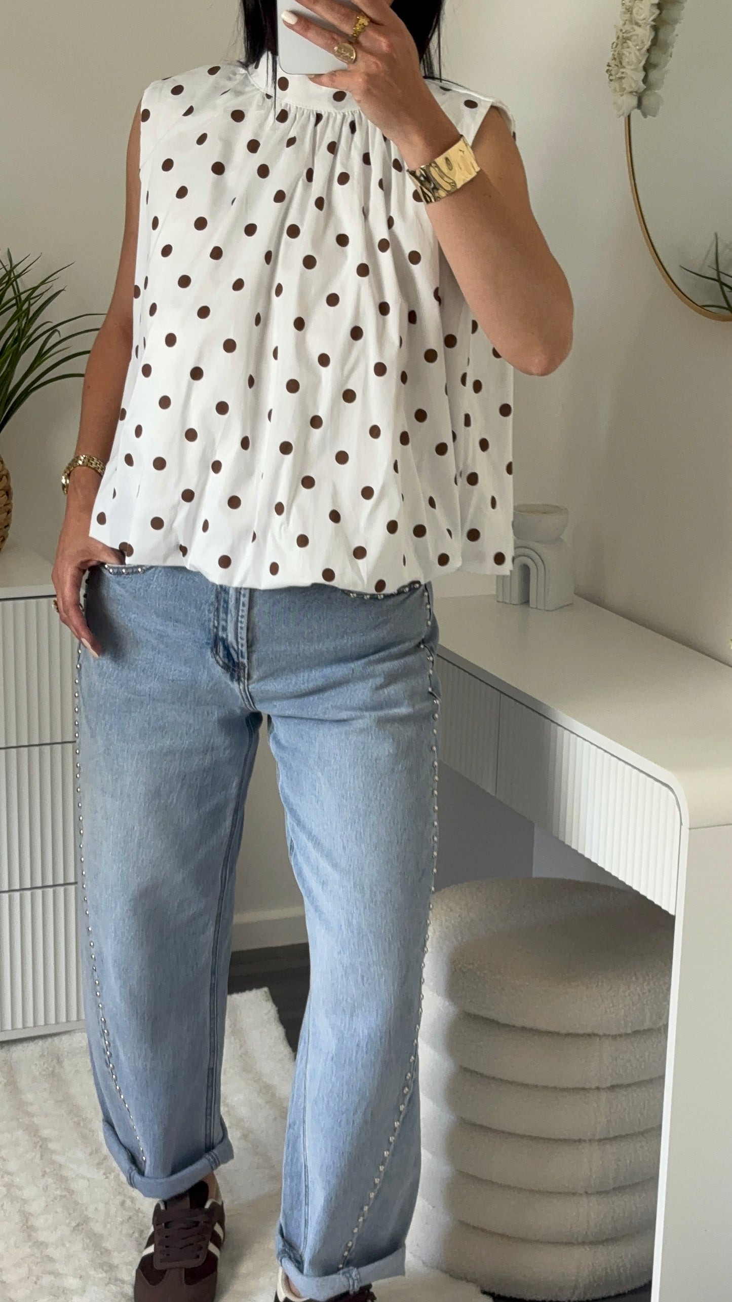 BLOUSE POIS DOS OUVERT BLANCHE