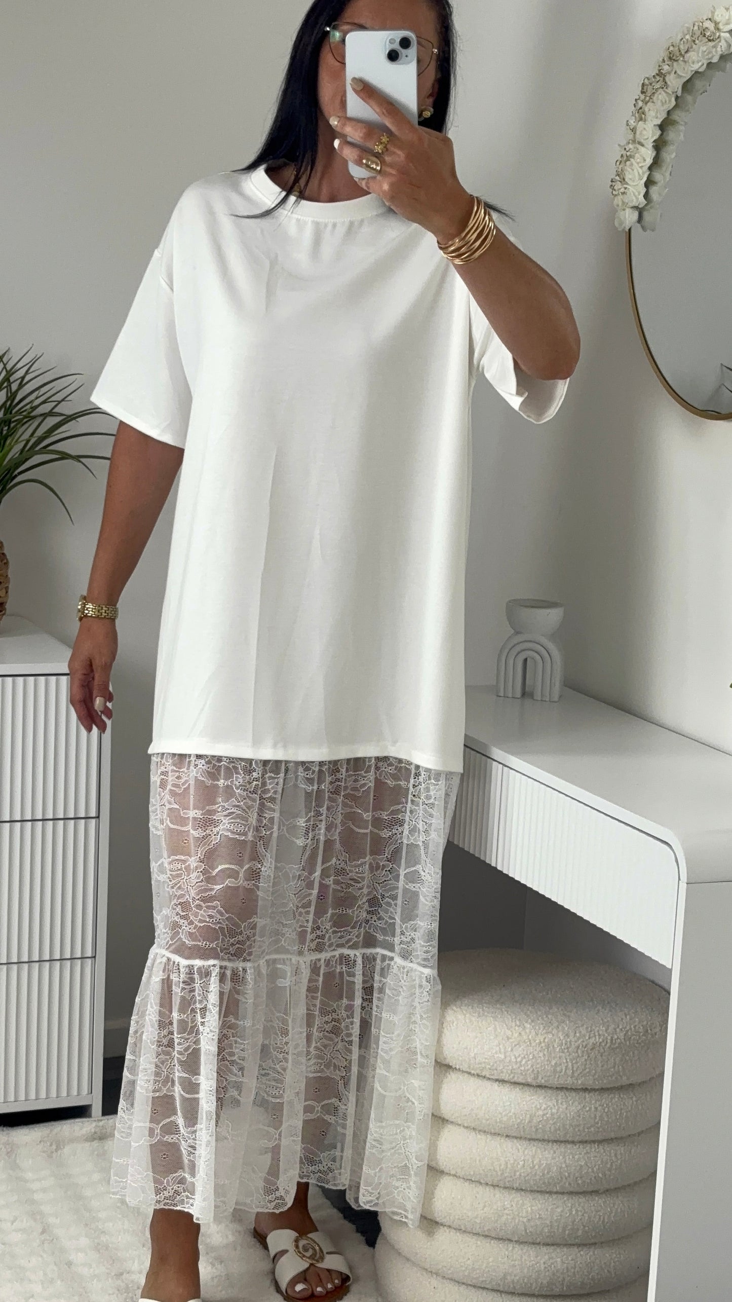 ROBE OVERSIZE DENTELLE BLANCHE