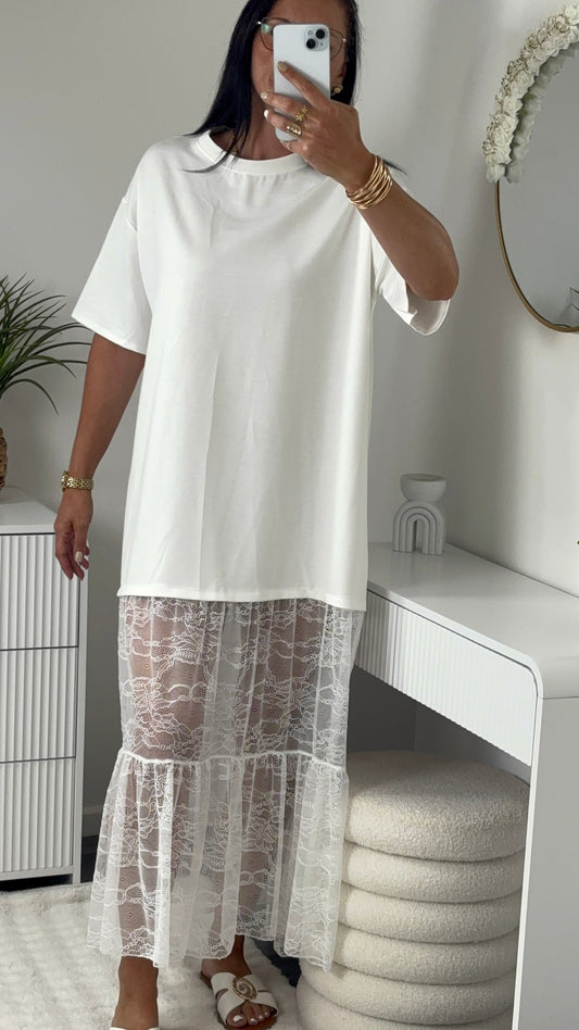 ROBE OVERSIZE DENTELLE BLANCHE