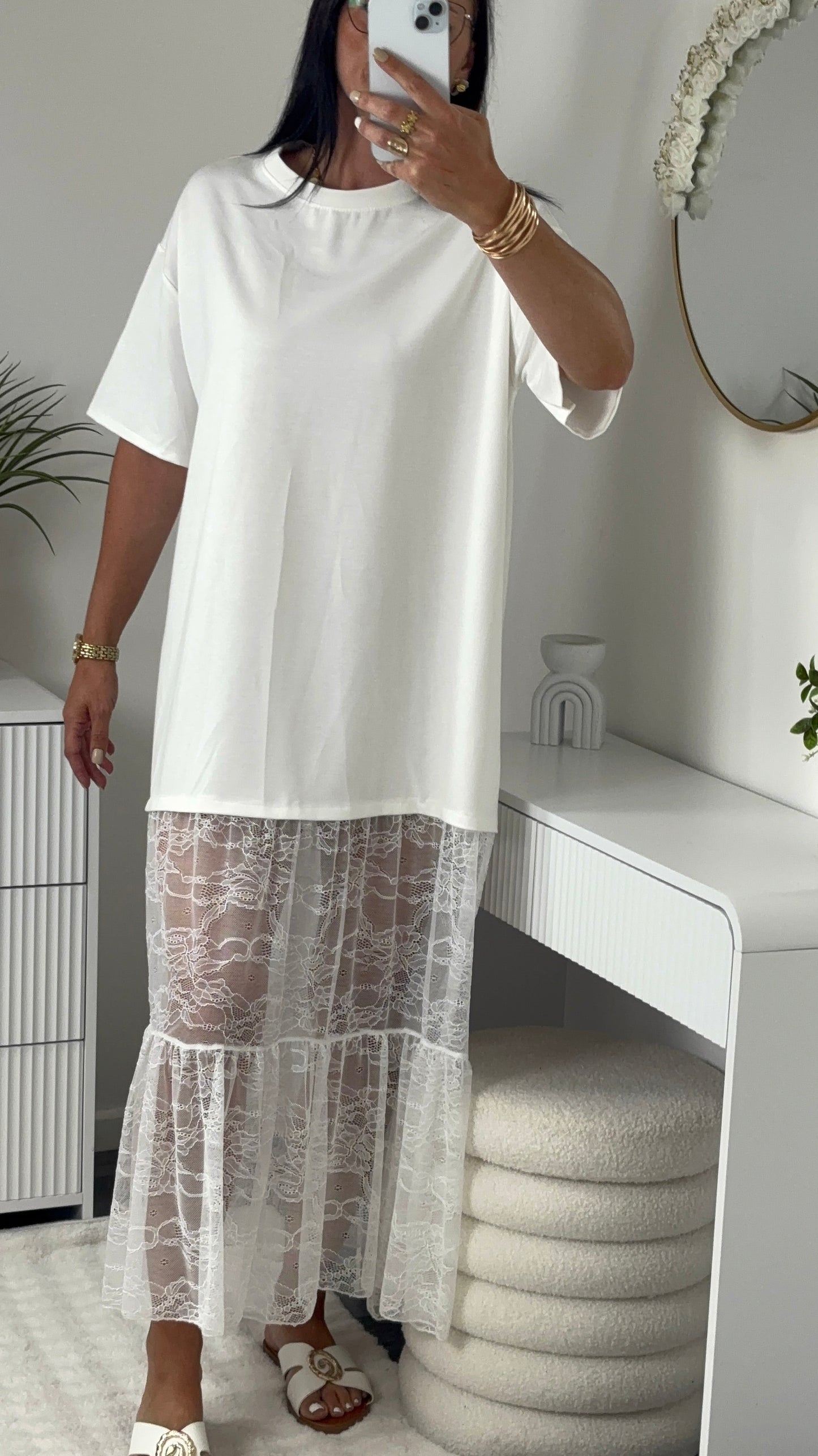 ROBE OVERSIZE DENTELLE BLANCHE
