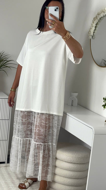 ROBE OVERSIZE DENTELLE BLANCHE