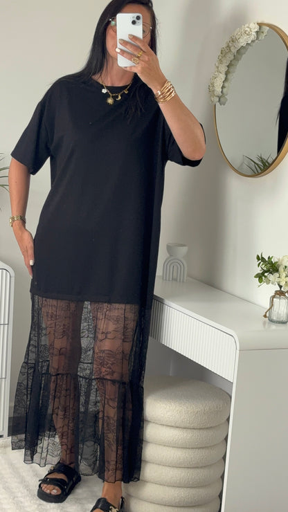 ROBE OVERSIZE DENTELLE NOIRE