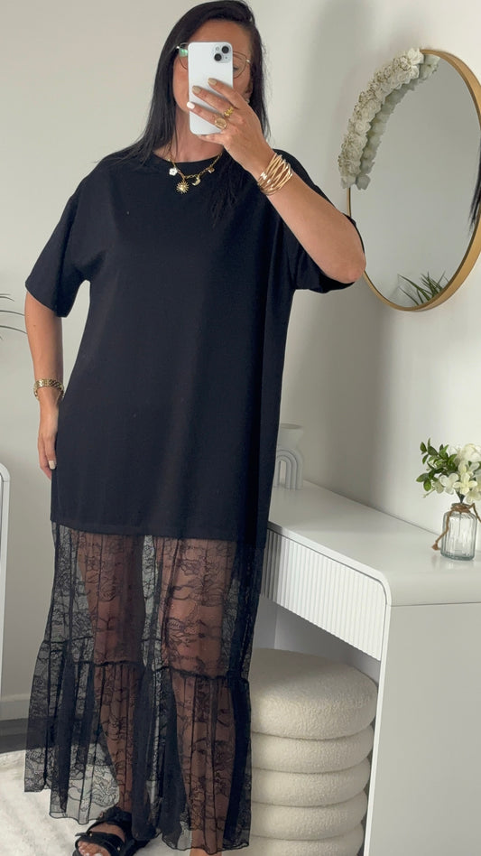 ROBE OVERSIZE DENTELLE NOIRE
