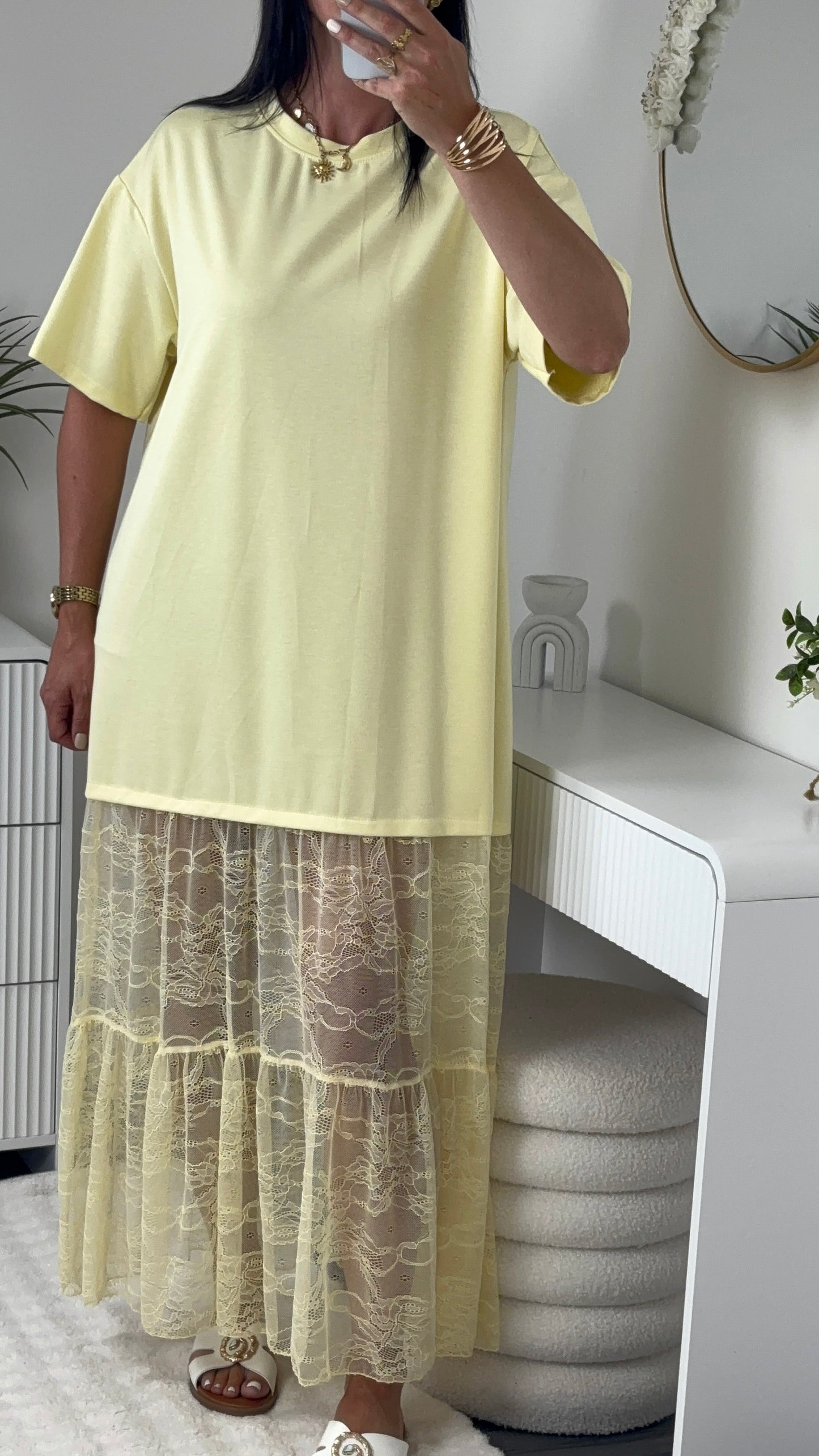 ROBE OVERSIZE DENTELLE JAUNE
