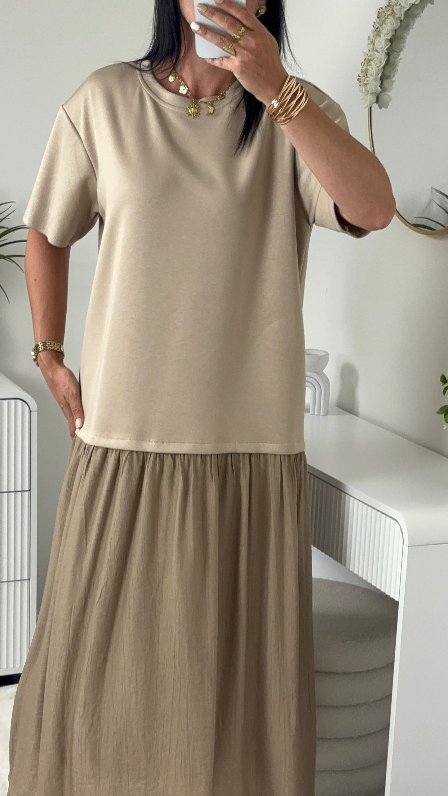 ROBE LONGUE OVERSIZE TAUPE