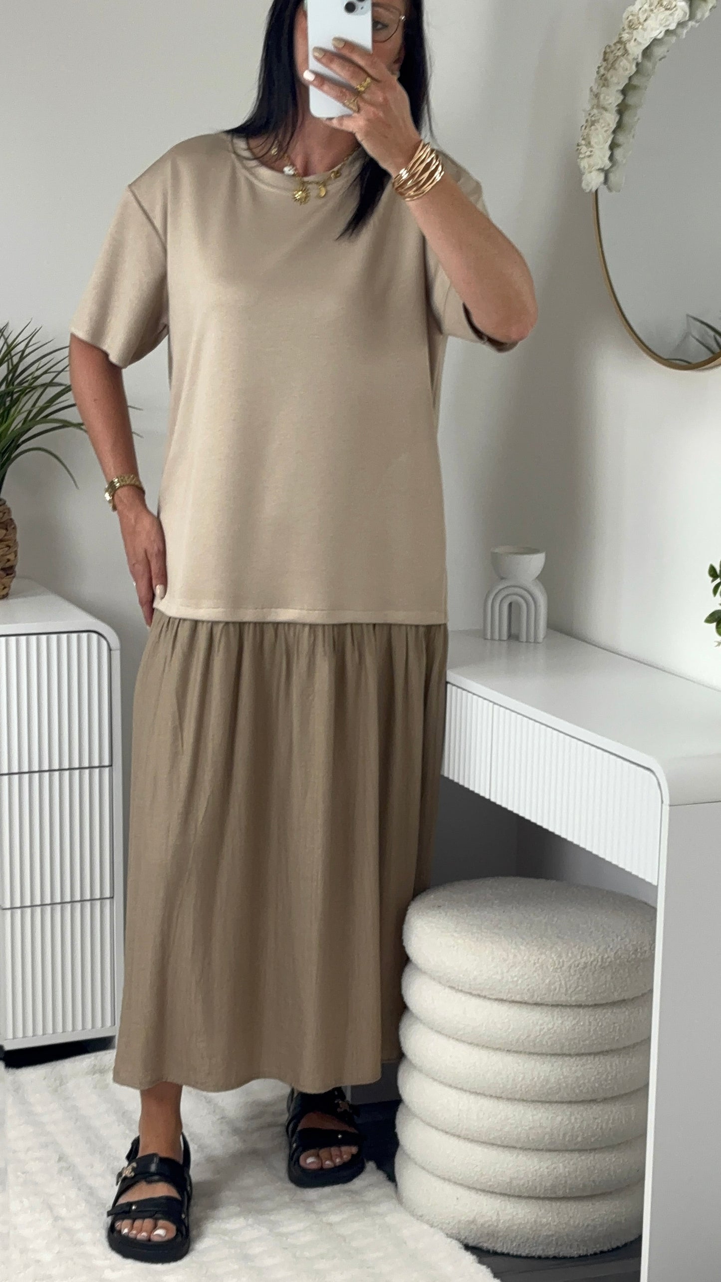 ROBE LONGUE OVERSIZE TAUPE