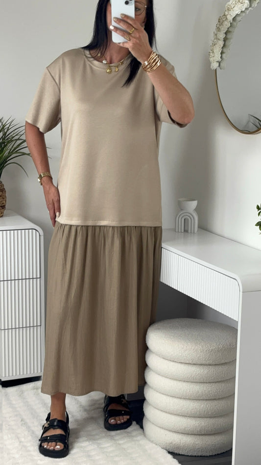 ROBE LONGUE OVERSIZE TAUPE