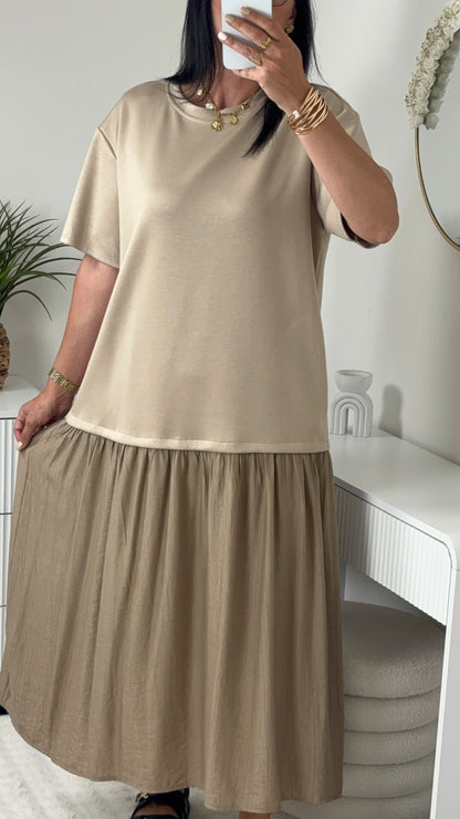 ROBE LONGUE OVERSIZE TAUPE