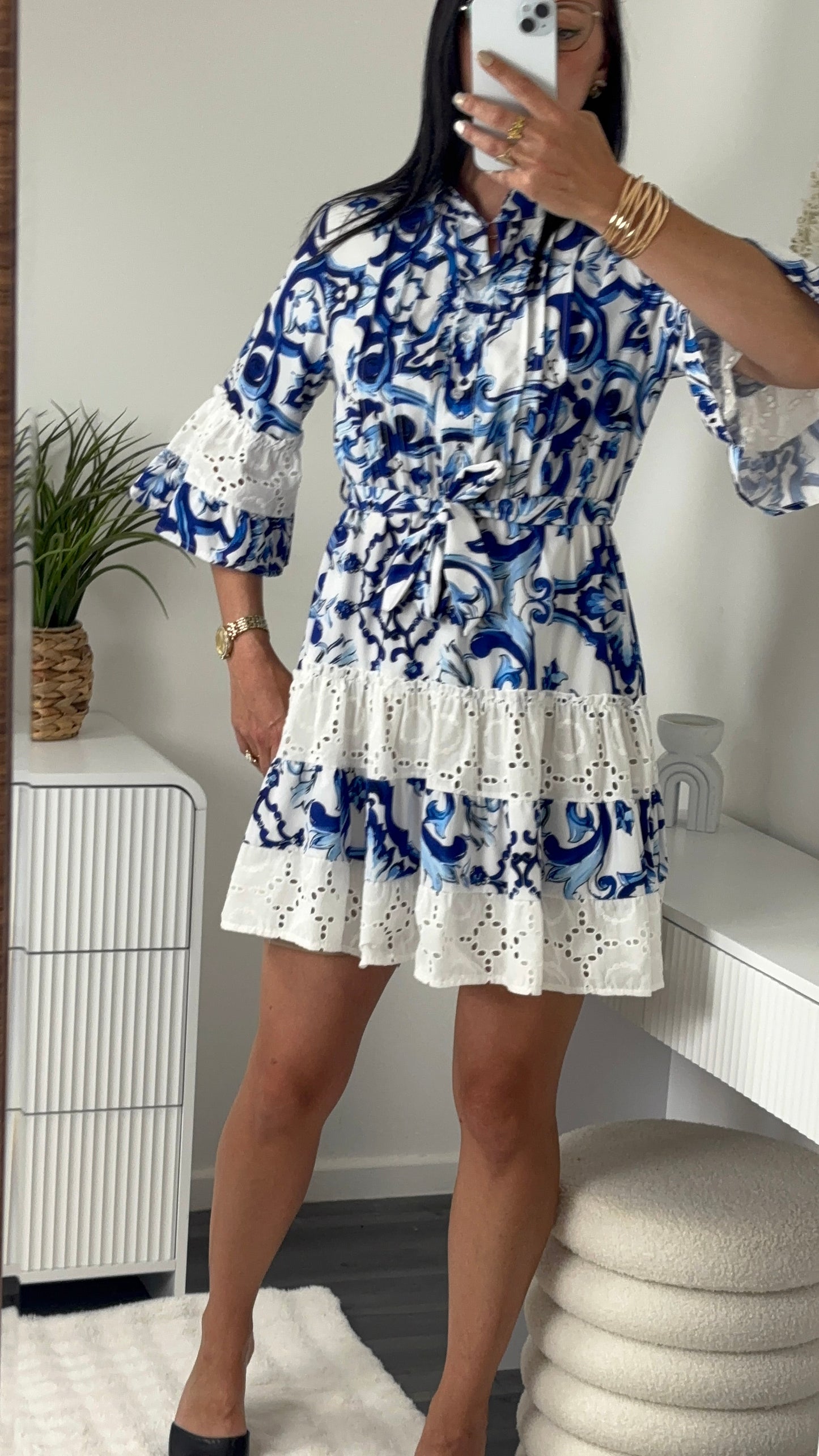 ROBE VOLANT BLEU