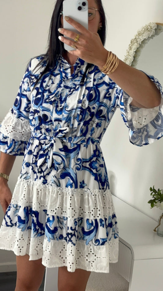 ROBE VOLANT BLEU