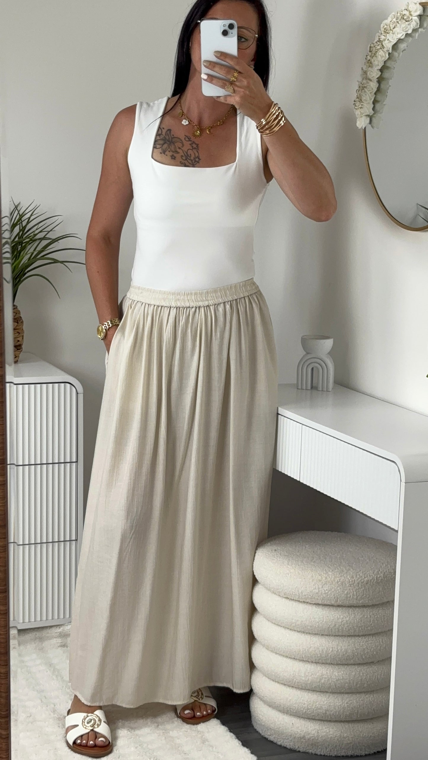 JUPE LONGUE BEIGE