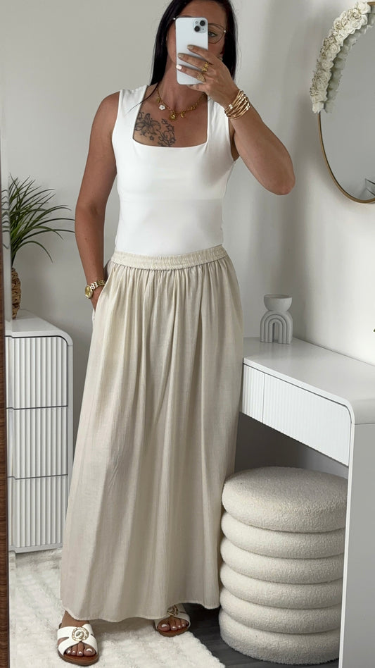 JUPE LONGUE BEIGE