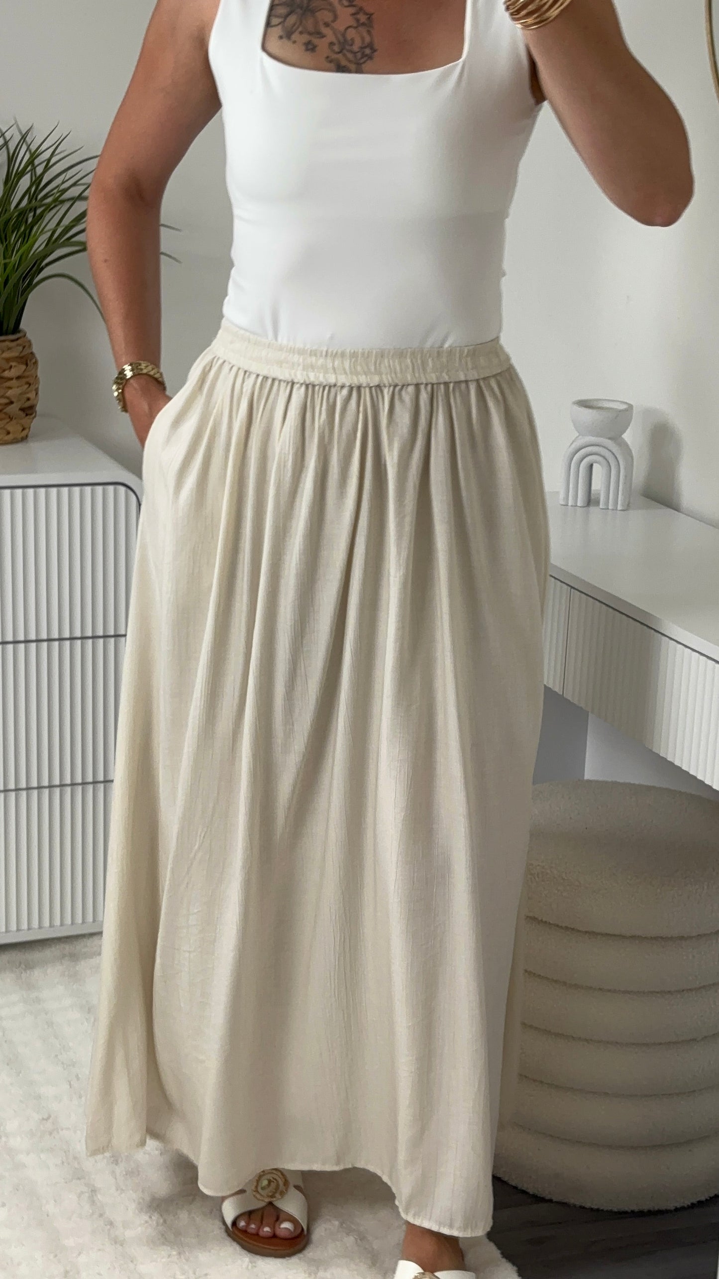 JUPE LONGUE BEIGE