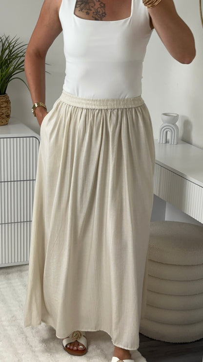 JUPE LONGUE BEIGE