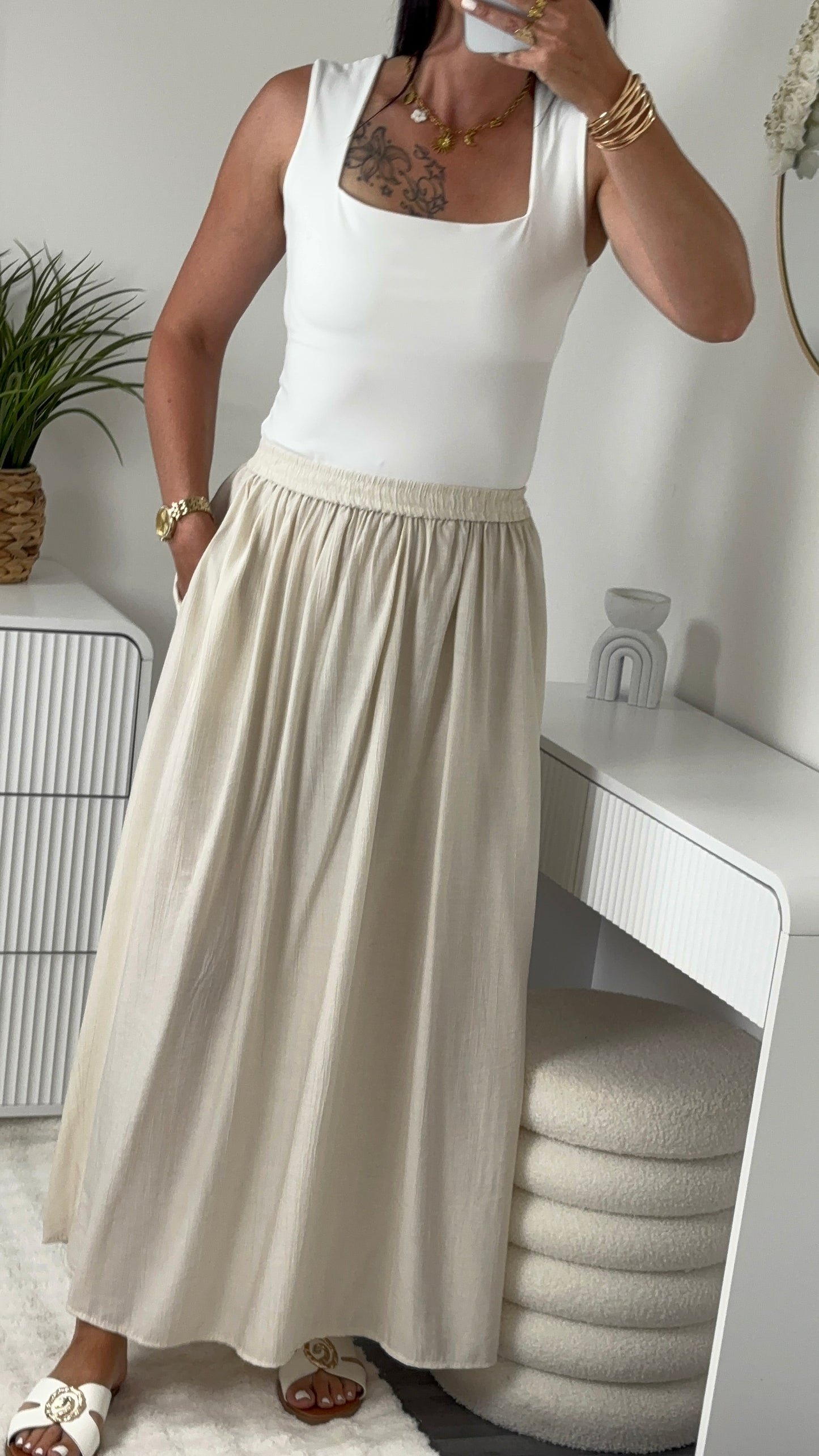 JUPE LONGUE BEIGE