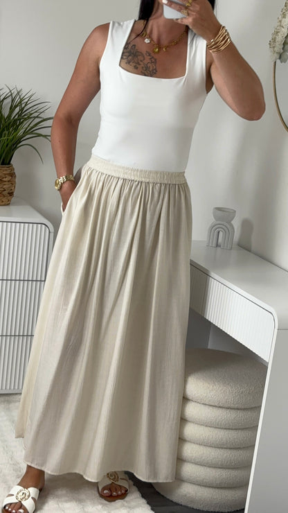 JUPE LONGUE BEIGE