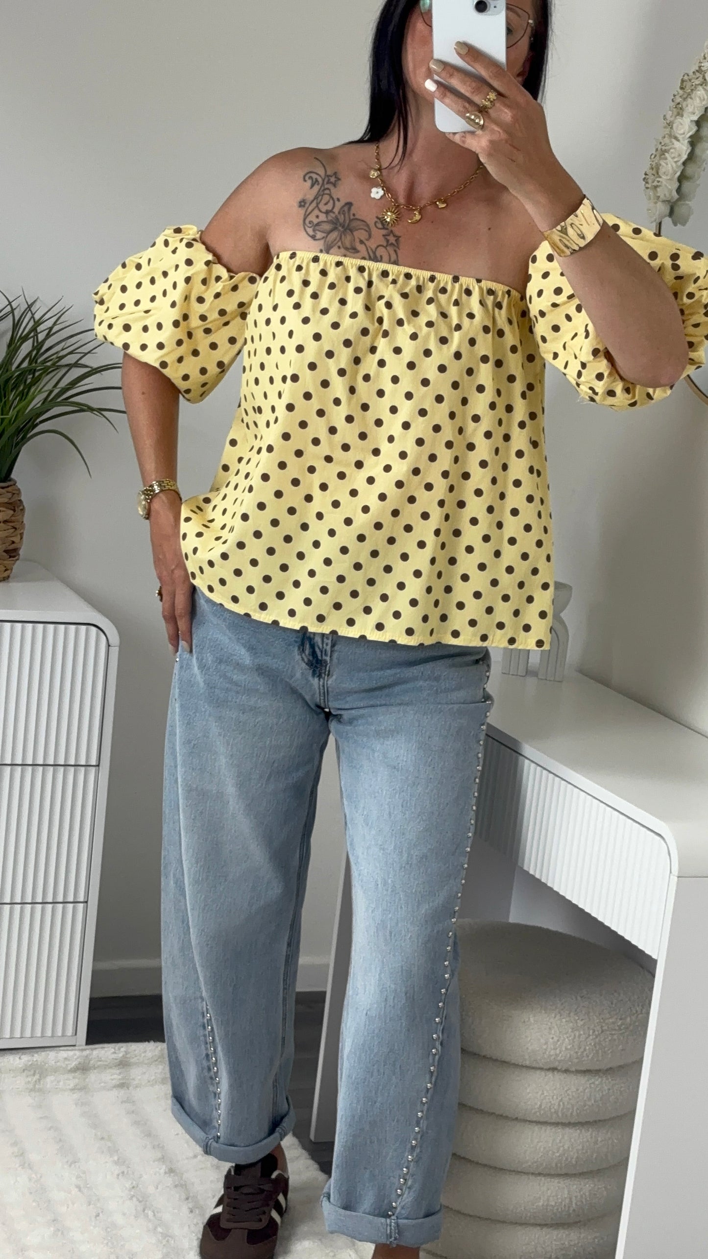 TOP BUSTIER POIS JAUNE
