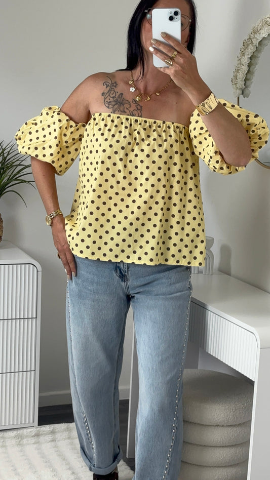 TOP BUSTIER POIS JAUNE