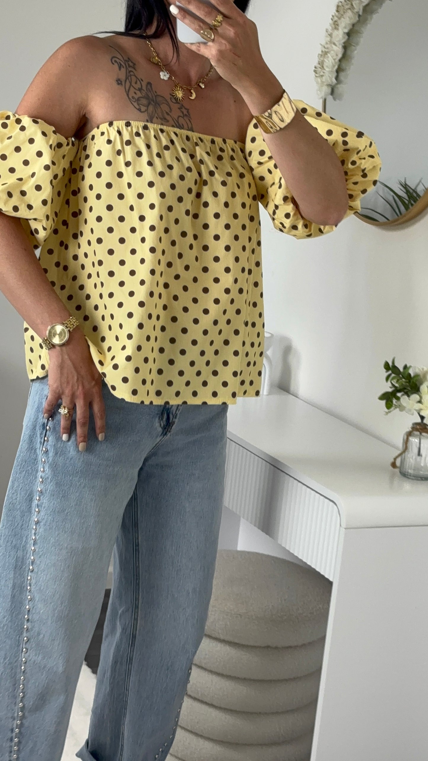 TOP BUSTIER POIS JAUNE