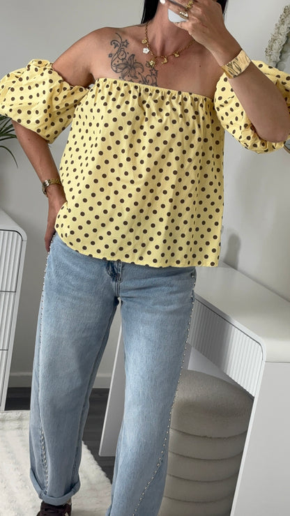 TOP BUSTIER POIS JAUNE