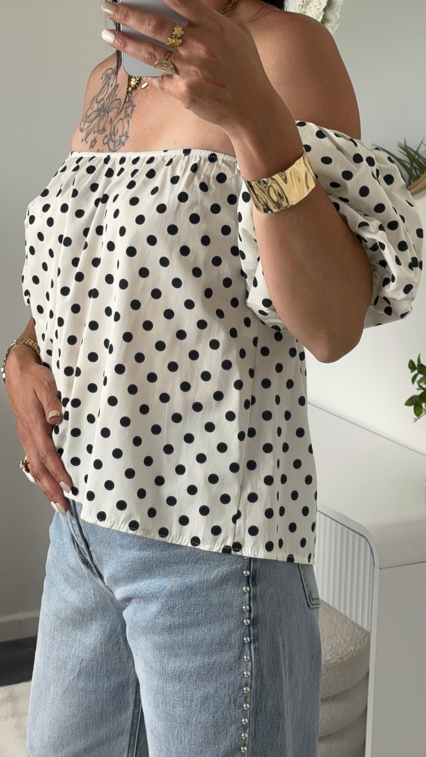 TOP BUSTIER POIS BLANC