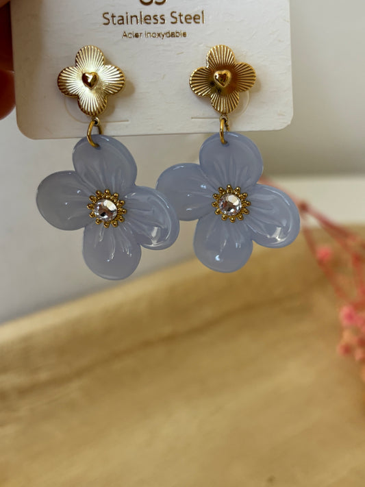 Boucles grosses fleurs bleus