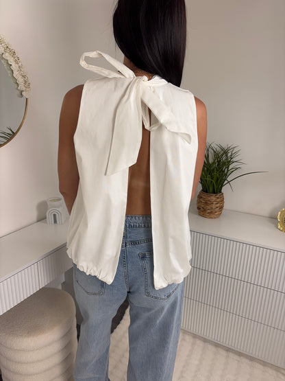 BLOUSE DOS OUVERT BLANCHE