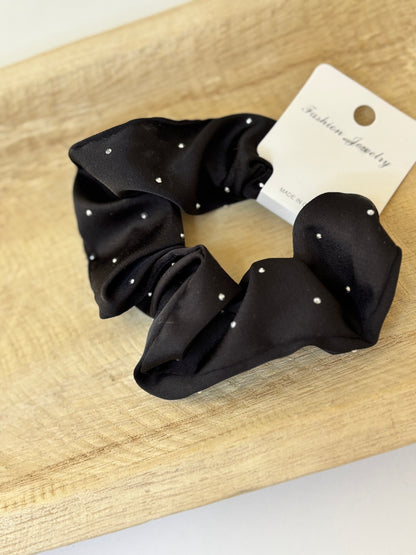 Chouchou satin & strass noir