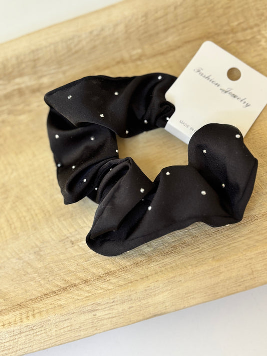 Chouchou satin & strass noir