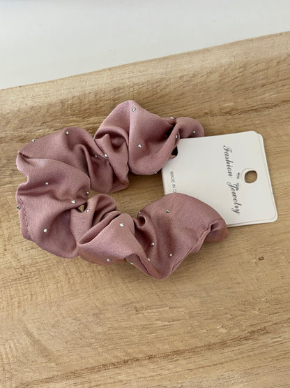 Chouchou satin & strass rose